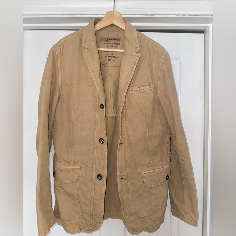 Gap Retro Safari Canvas Jacket Blazer Tan S Retro Field Barn Military Utility